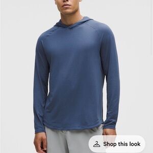 Lululemon License to Train Men's Lightweight Hooded Long-Sleeve Shirt Slate Blue